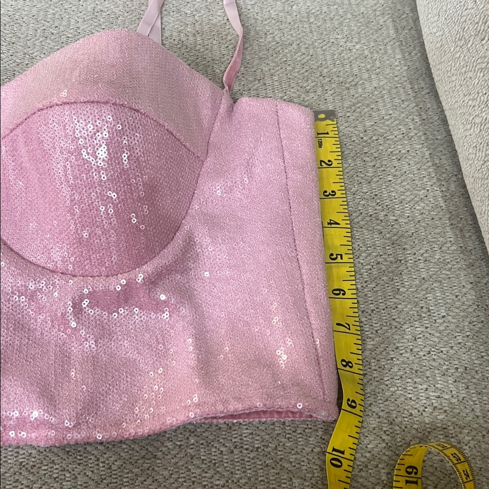 MADE TEUTA MATOSHI PINK SEQUIN CORSET TOP SIZE LARGE - Picture 8 of 15